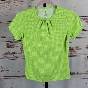 Lands End Rashguard Green Polka Dot Size 14